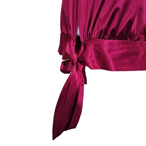 Retro 1980s 2 piece Pajama set Lace Detail Side Tie Top size M - Picture 7 of 16